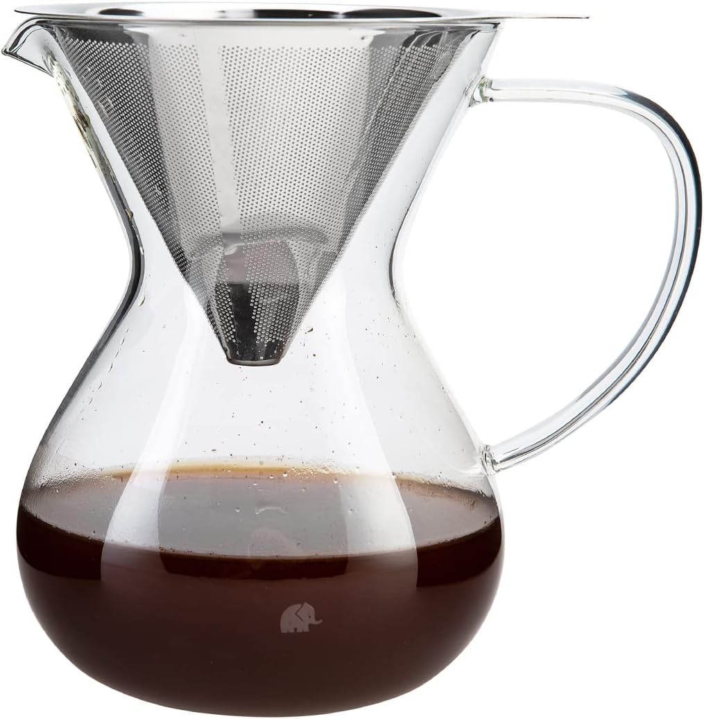 , Cam Kahve Demleme Çelik Süzgeçli 850 ml, Tek Ebat, Çok Renkli