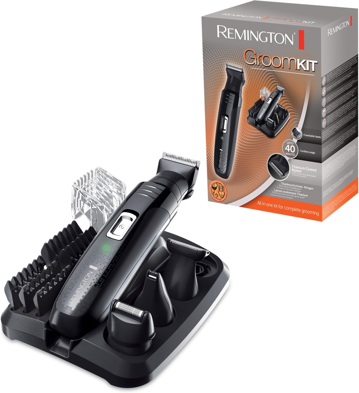 Remington Groomkit Pg6130, Yüz Ve Vücut Kılı Için Şekillendirme Seti, 4 Çıkarılabilir Başlık, Siyah / Gri
