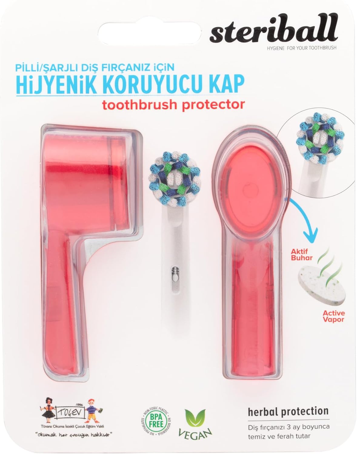 Alternative view of ŞARJLI VE PİLLİ DİŞ FIRÇALARI İÇİN HİJYENİK DİŞ FIRÇASI KORUMA KABI-2'Lİ KIRMIZI