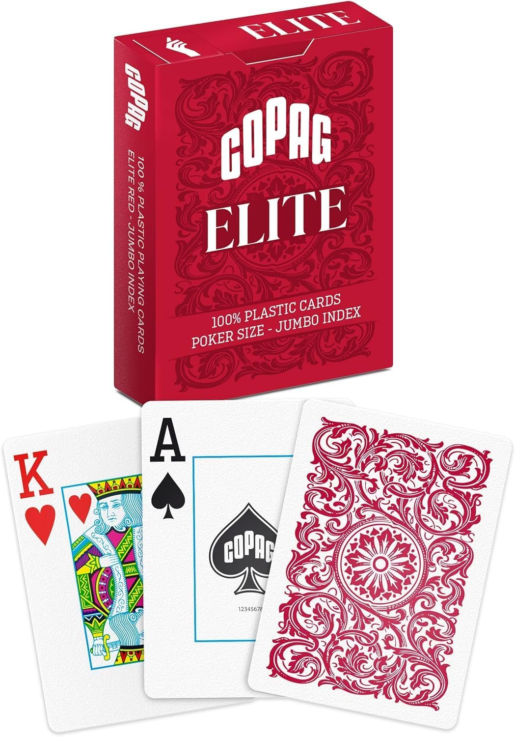Copag %100 Plastik Oyun Kartları, Poker Boyu Endeks Tek Deste, Kırmızı