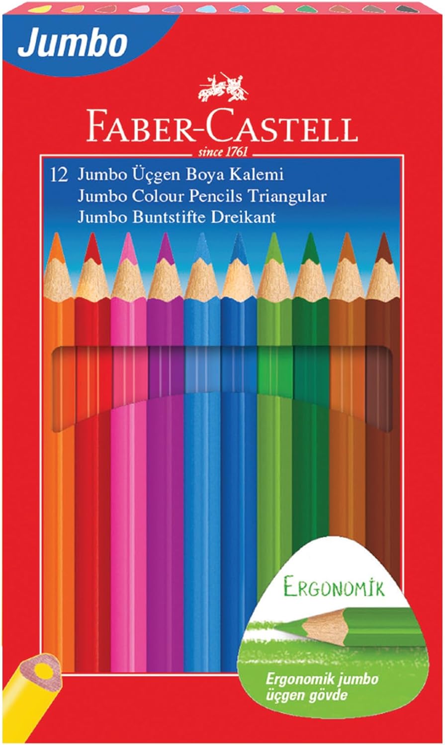 Kuru Boya Kalemi, 12 Renk, Çocuklar İçin Eğlenceli ve Kolay Tutuş, Ergonomik Üçgen ve Kalın Gövde, Kırılmaya Karşı Dirençli Özel Yapıştırma Sistemi