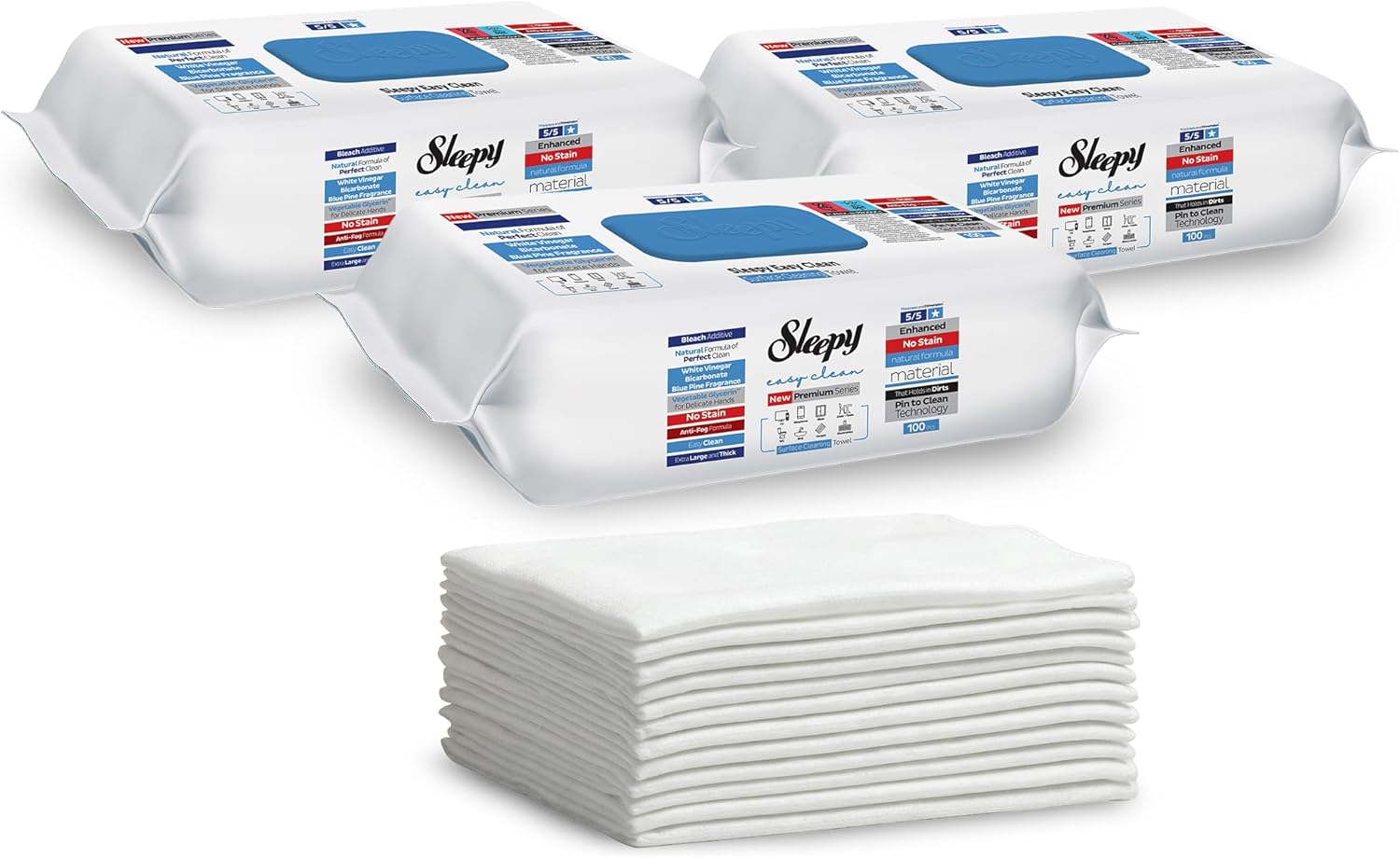 Alternative view of Easy Clean Premium Çamaşır Suyu Katkılı Yüzey Temizlik Havlusu Mendili 3x100 (300 Yaprak)
