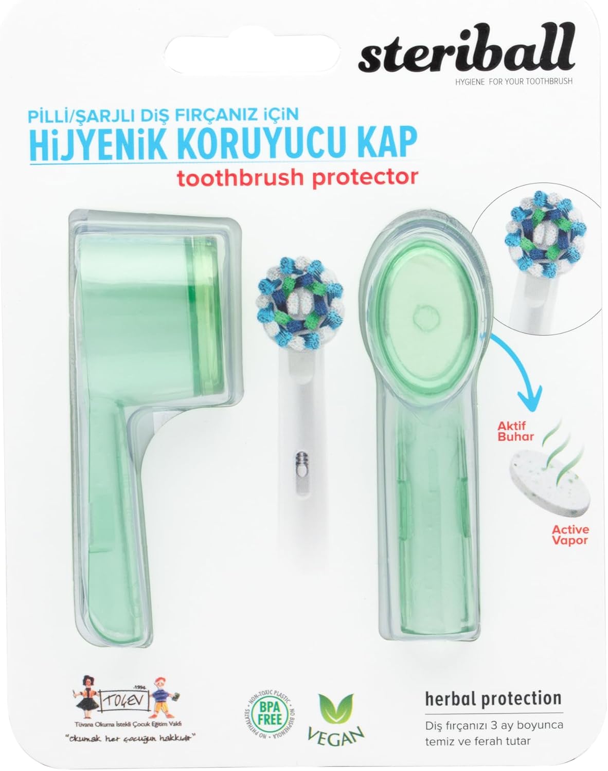 ŞARJLI VE PİLLİ DİŞ FIRÇALARI İÇİN HİJYENİK DİŞ FIRÇASI KORUMA KABI-2'Lİ YEŞİL X 2