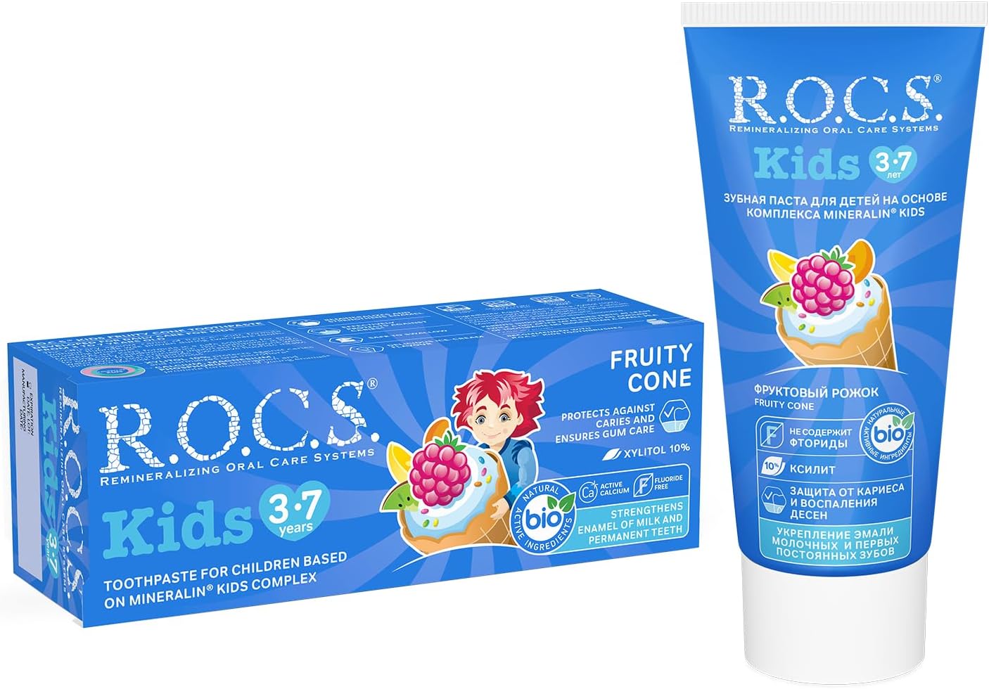 R.O.C.S. Kids 3-7 Yaş Florürsüz Diş Macunu Meyve Külahı Tadında (1 x 45 g)