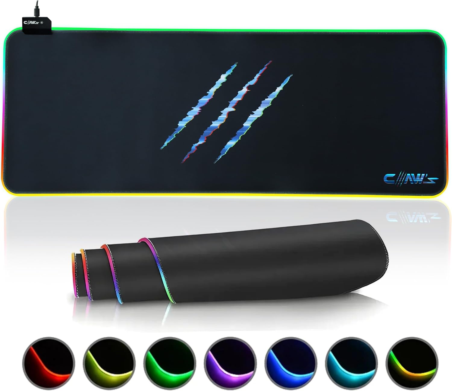 Alternative view of Claw's Raptor 80X30CM Mikrofiber Yüzey/Kaydırmaz Kauçuk Zemin 360° RGB Dikişli Xl Mousepad - Siyah