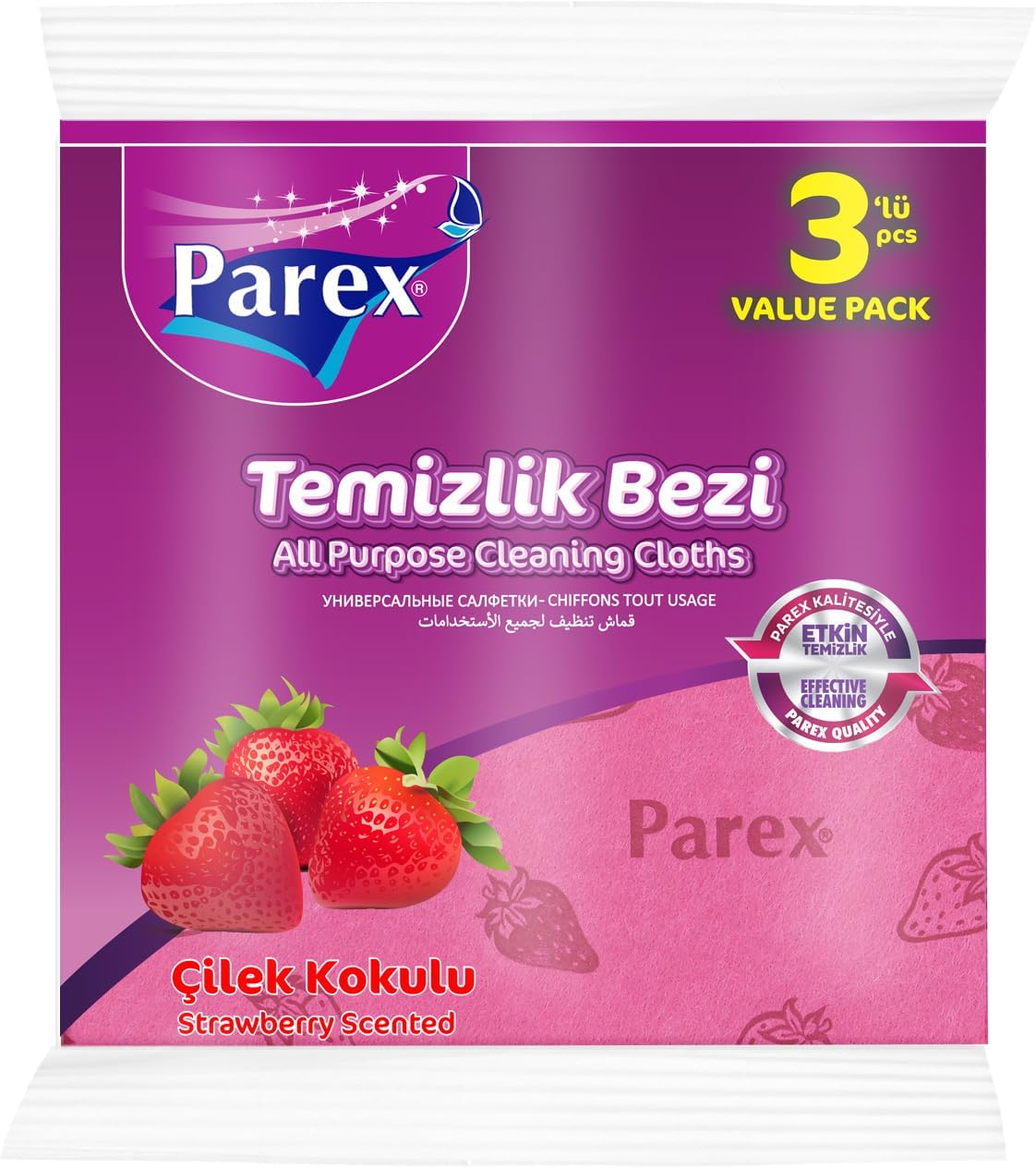 Alternative view of Çilek Kokulu Temizlik Bezi 3'lü Orta Boy
