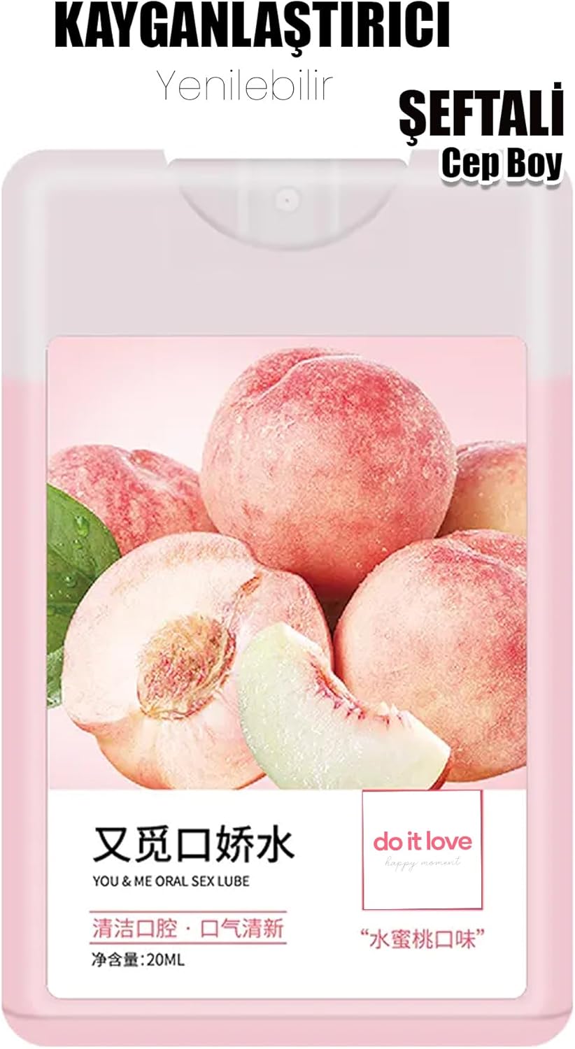 - Şeftali Aromalı Su Bazlı Kayganlaştırıcı - 20ml - Oral ve Anal Uyumlu Sprey - Nefes Tazeler