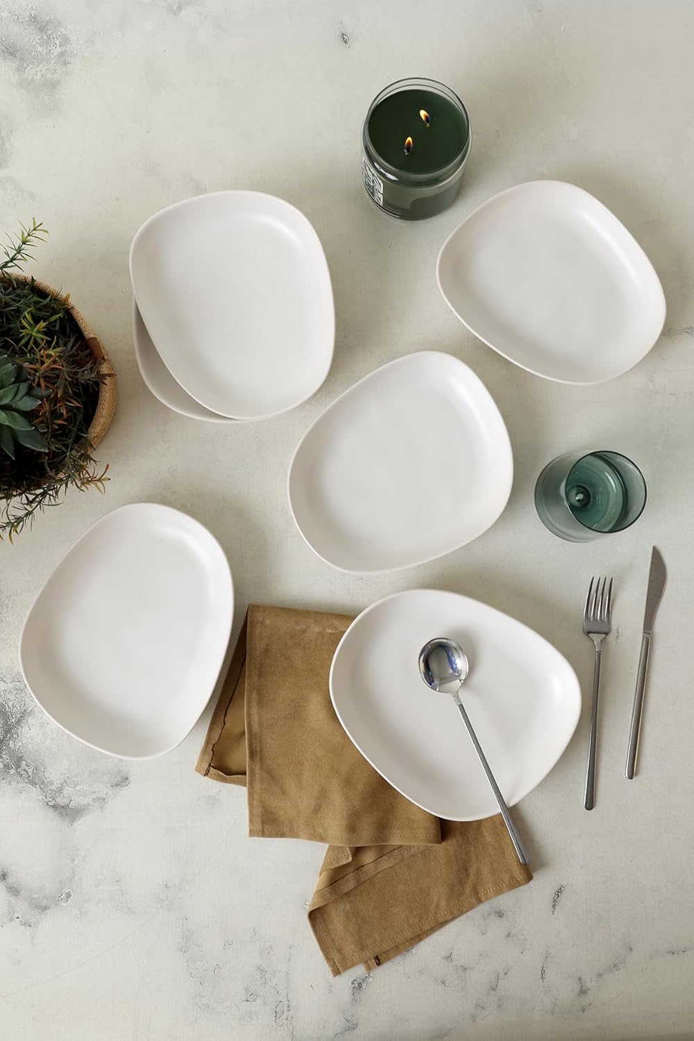 Mat Beyaz Yemek Tabağı 23 Cm 6 Adet