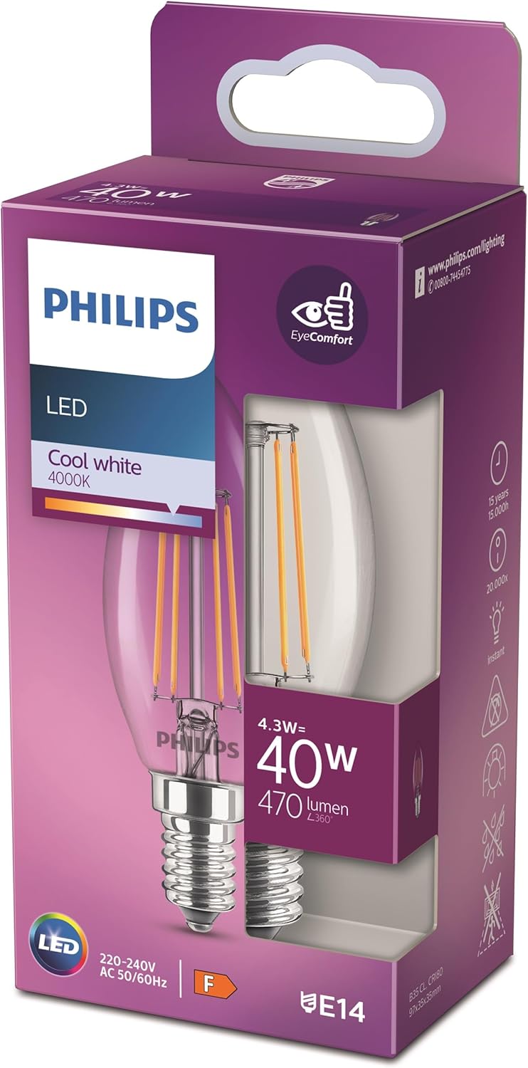 Alternative view of LED classic 40W B35 E14 Mum Tipi Beyaz Işık Dim Edilmez Filament LED Ampul