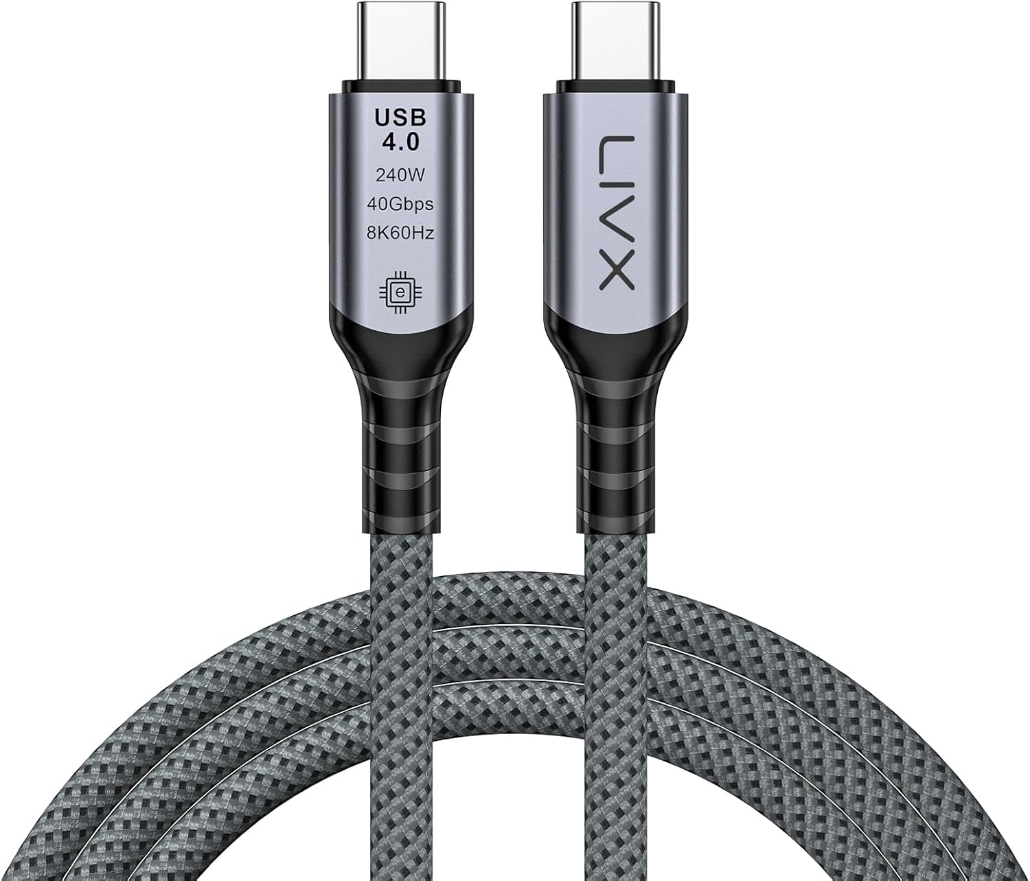 Alternative view of FAST USB 4.0 40Gbps, 240W, 8K60Hz USB4.0 USB-C Kablosu 1 Metre Gri KLV-01