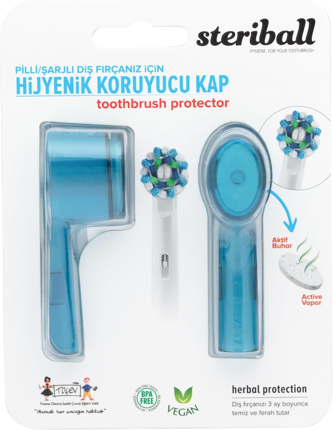 Alternative view of ŞARJLI VE PİLLİ DİŞ FIRÇALARI İÇİN HİJYENİK DİŞ FIRÇASI KORUMA KABI-2'Lİ MAVİ