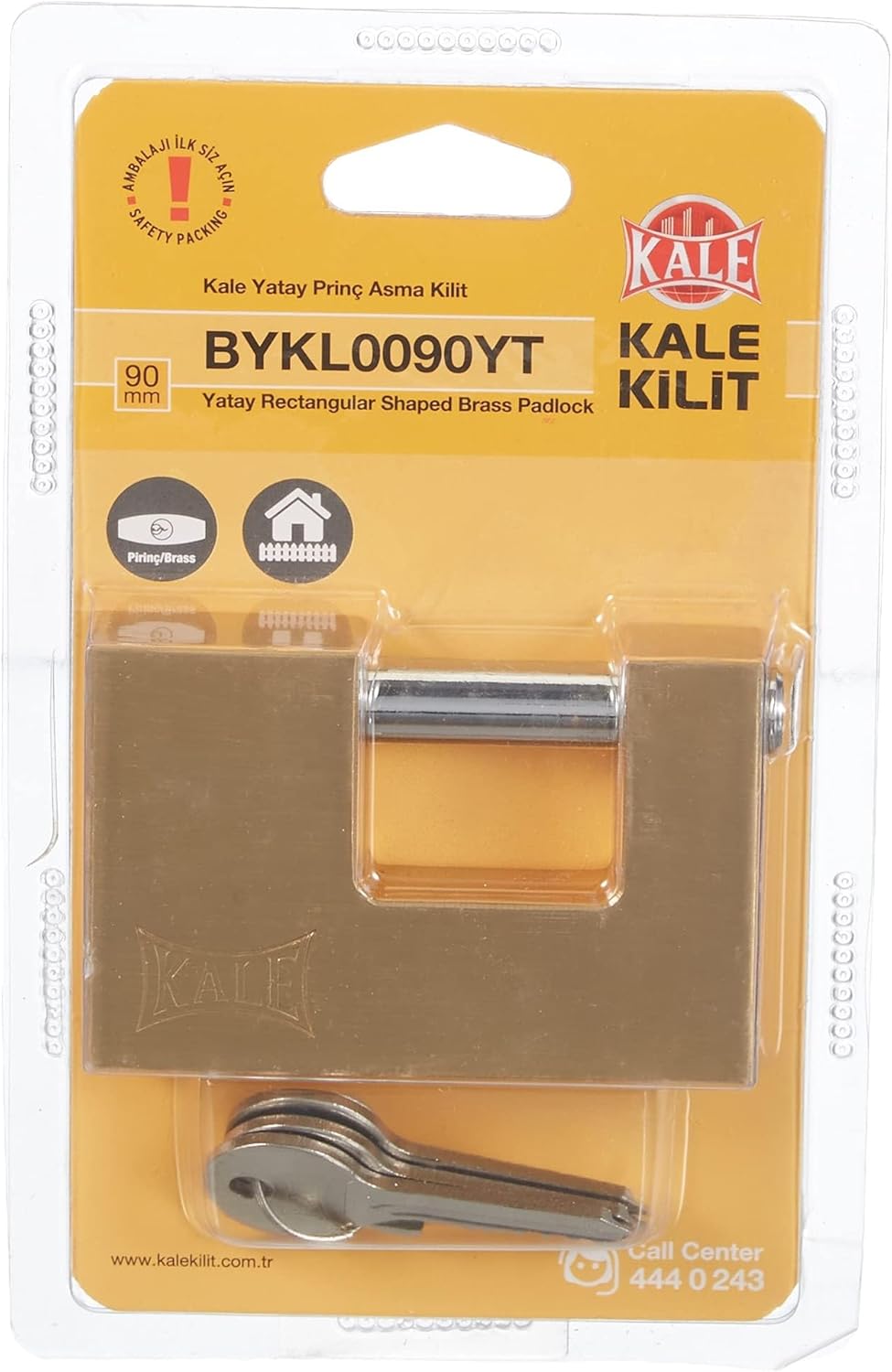 Yatay Pirinç Asma Kilit, 90mm