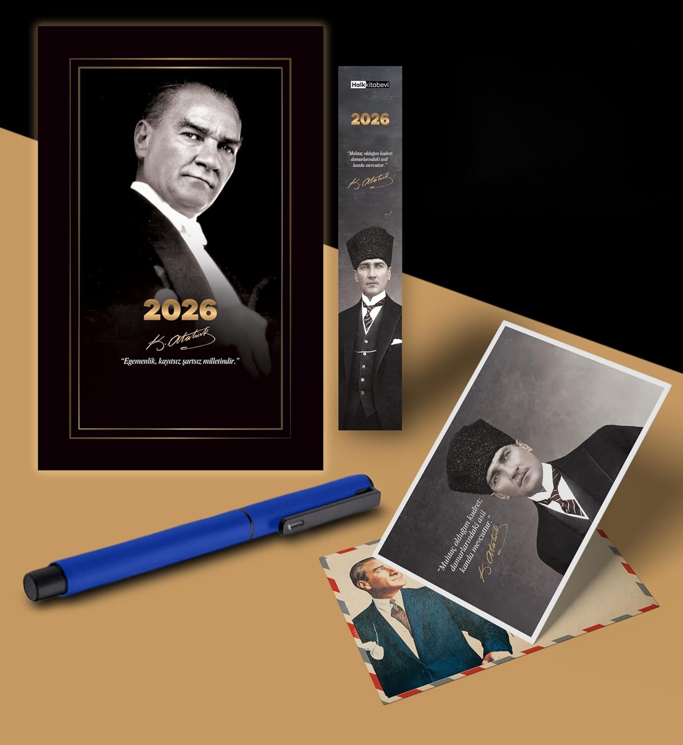 Alternative view of 2026 Gazi Paşa Atatürk Ajandası Ayraç Kartpostal Kalem - Lacivert