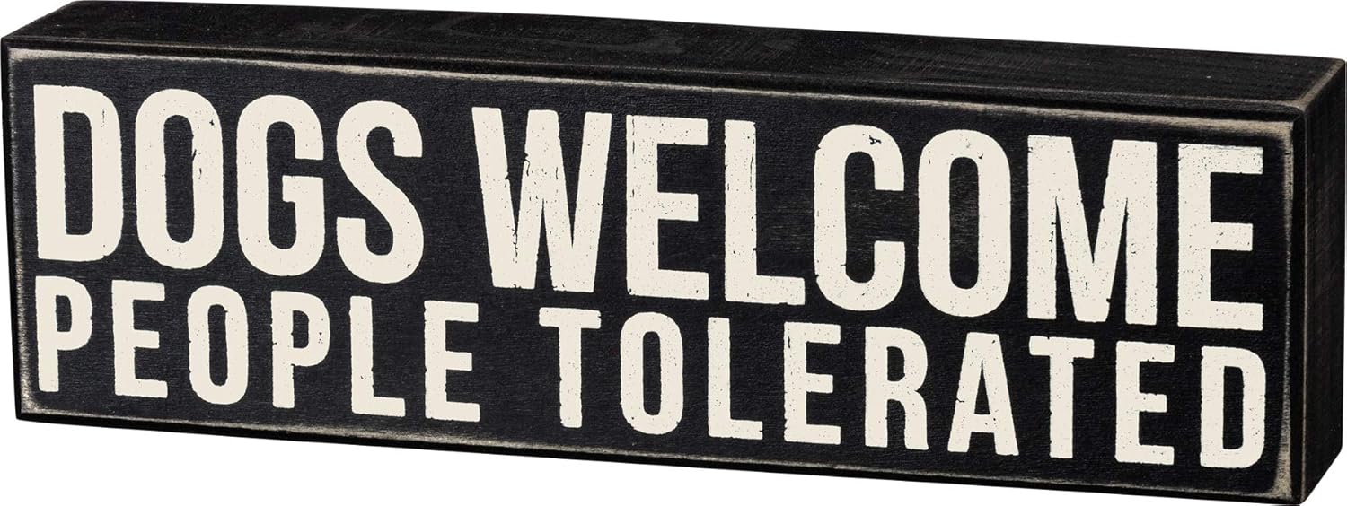 19133 Kelime Kutusu İşareti, 10x3, Dogs Welcome, Siyah