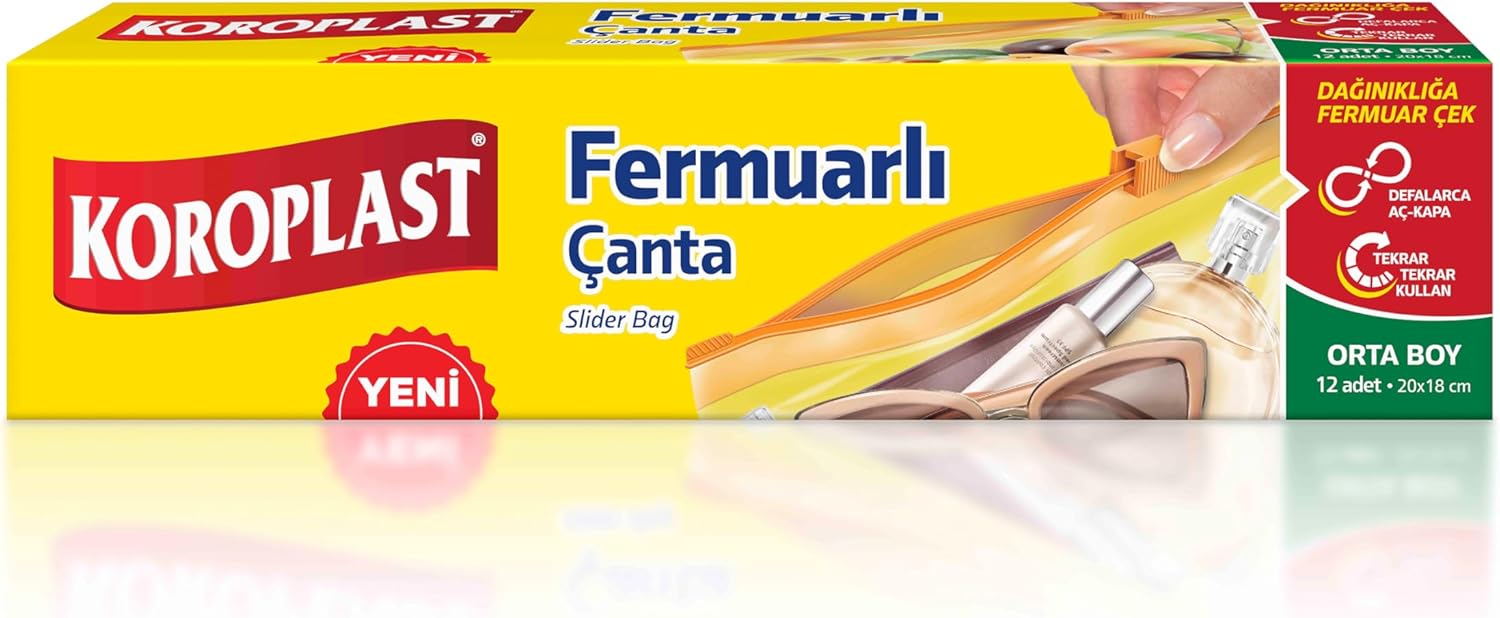 Orta Boy Fermuarlı Saklama Torbası 12'li Set, Kilitli Saklama Torbası 20x18 cm, BPA İçermez, Fermuarlı Saklama Poşeti, Kilitli Seyahat Maktaj Çantası, Kalemlik Eşya Düzenleyicisi Organizer