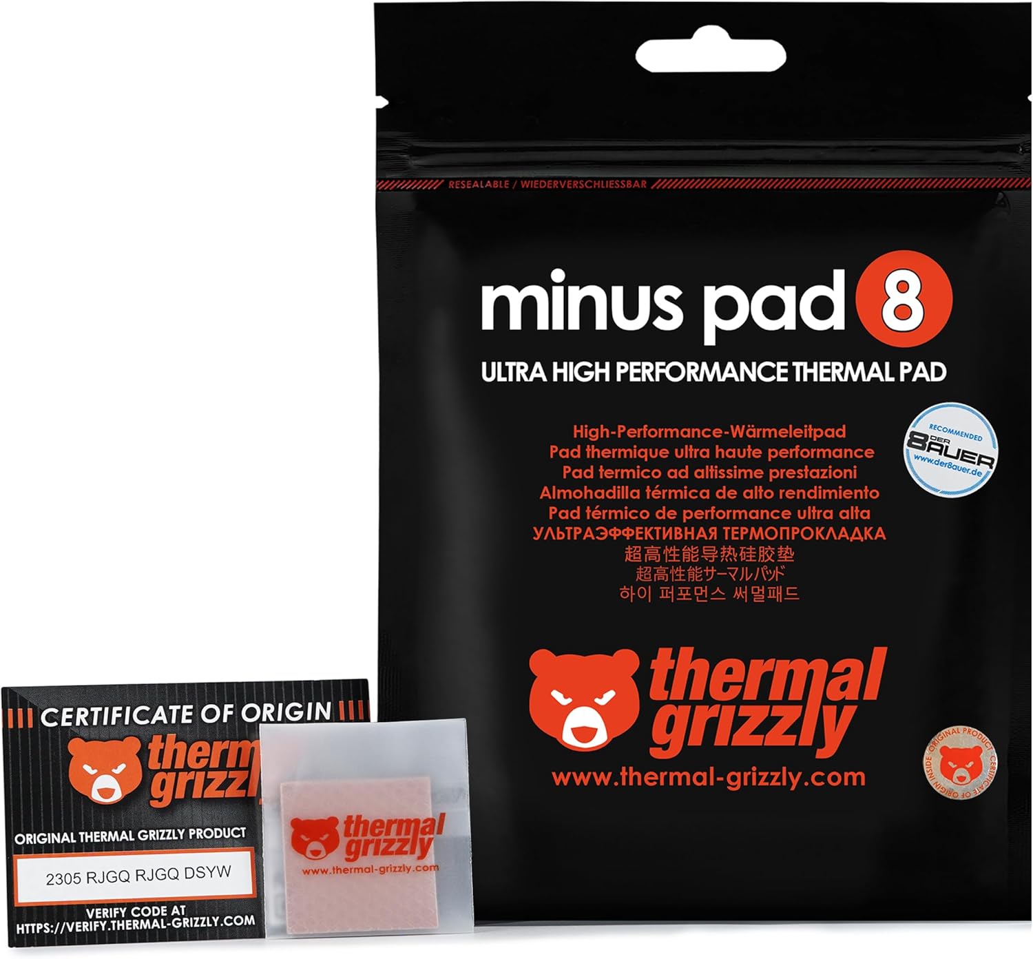 Minus Pad 8 Isı İletken Macunu 8 W/m·K - Isı İletken Macun (30 mm, 30 mm, 2 mm, -100-250 °C)