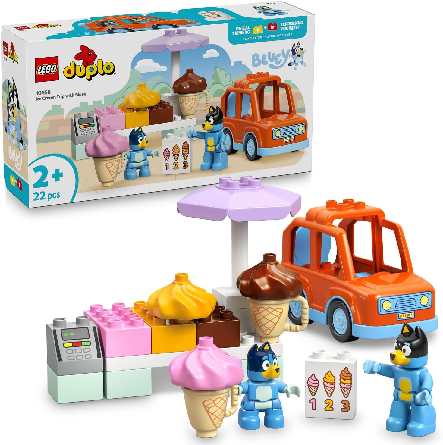 Alternative view of Bluey ile Dondurma Gezisi 10458-2 Yaş ve Üzeri Çocuklar için Araçlı Rol Oyunu Sunan Yaratıcı Yapım Seti, Doğum Günü Hediye Fikri (22 Parça)