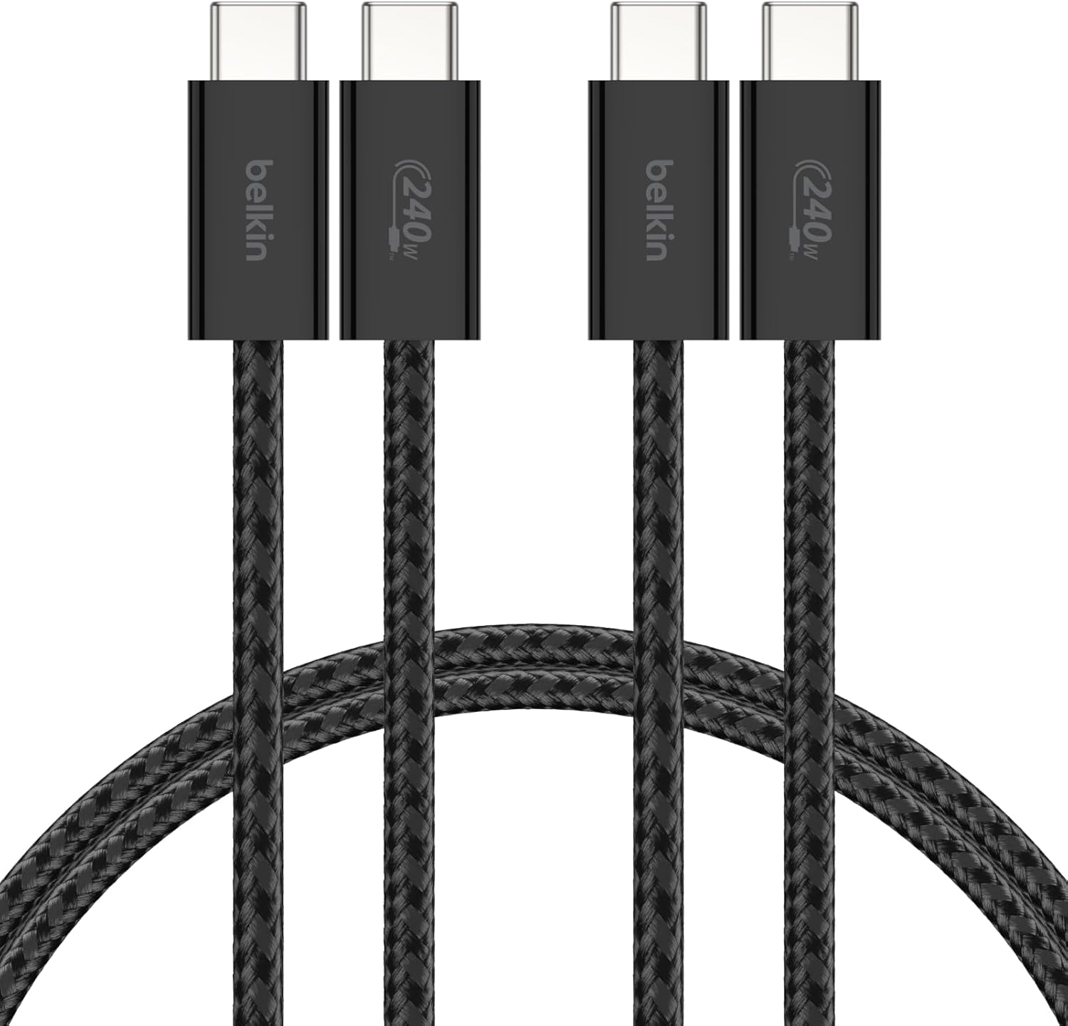 Alternative view of 2'li Örgülü USB-C - USB-C Kablo, 1,5 m, 240 W, Yumuşak, Esnek ve Hızlı Şarj Kablosu, 17 ve 16 Serisi, Galaxy S25, 10, iPad Pro ve Daha Fazlasıyla Uyumlu, Siyah