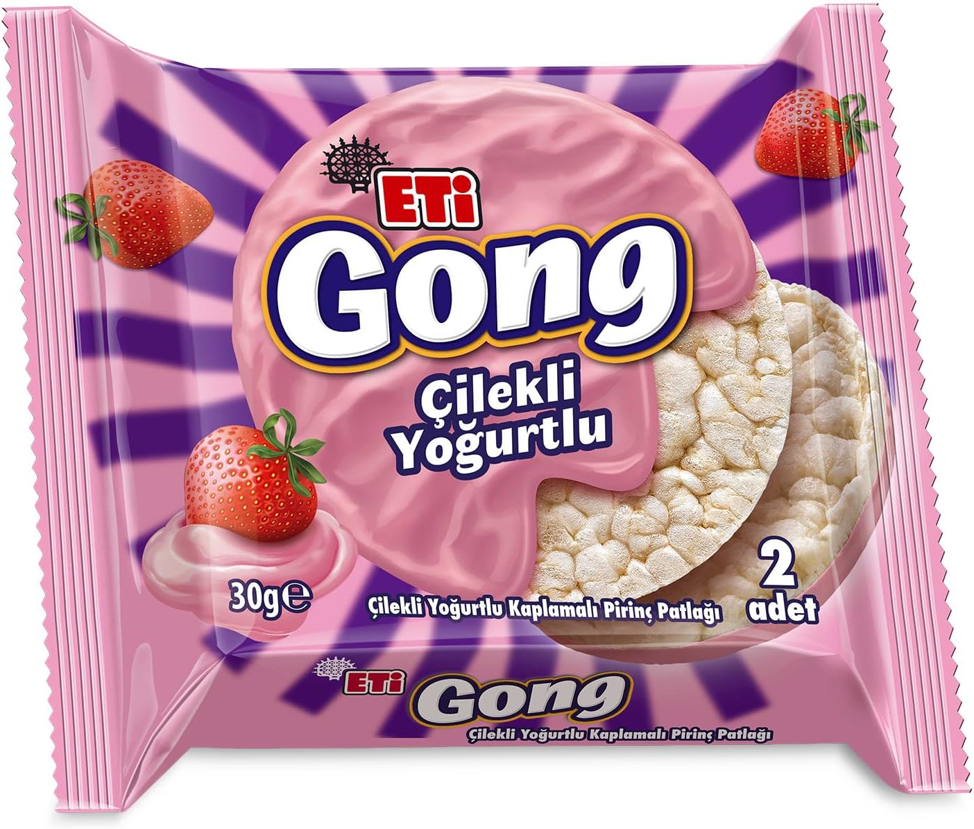 Alternative view of Gong Çilekli Yoğurtlu Kaplamalı Pirinç Patlağı 30 g x 24 Adet