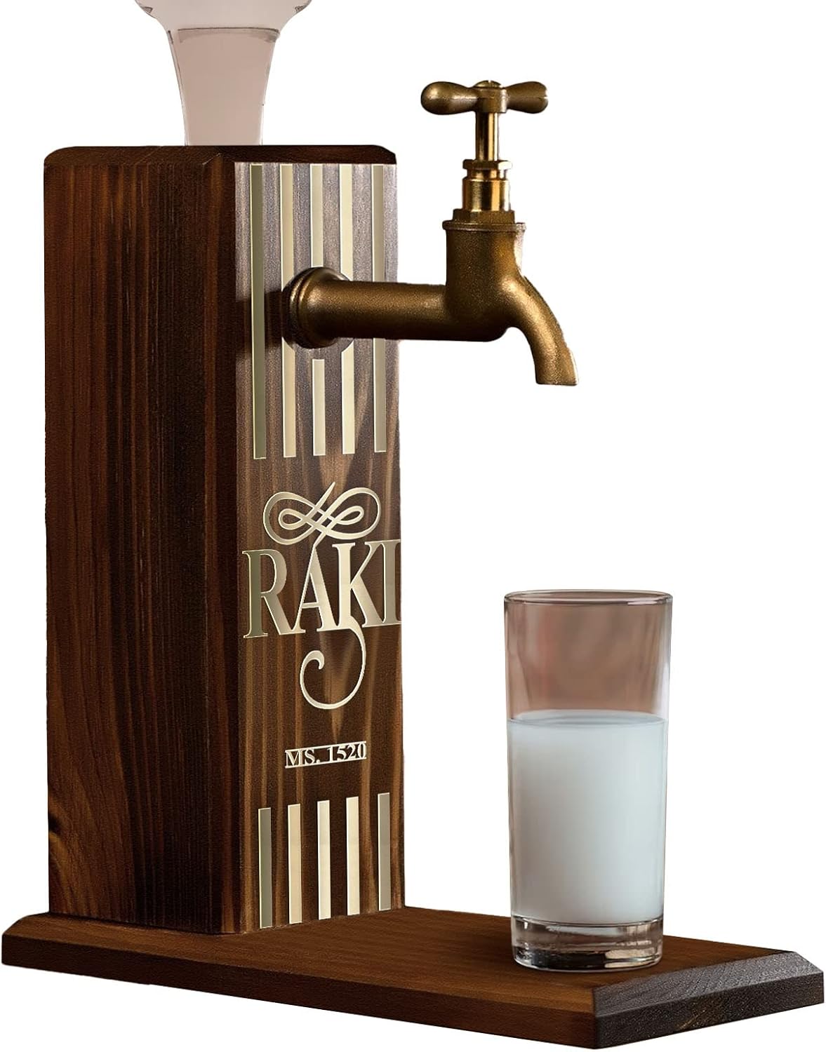 Bk Özel Rakı Baskılı Musluklu Doğal Ahşap İçki Standı, İçki Çeşmesi, Doğum Günü Hediyesi, Ev Hediyesi, İçecek Dispenseri