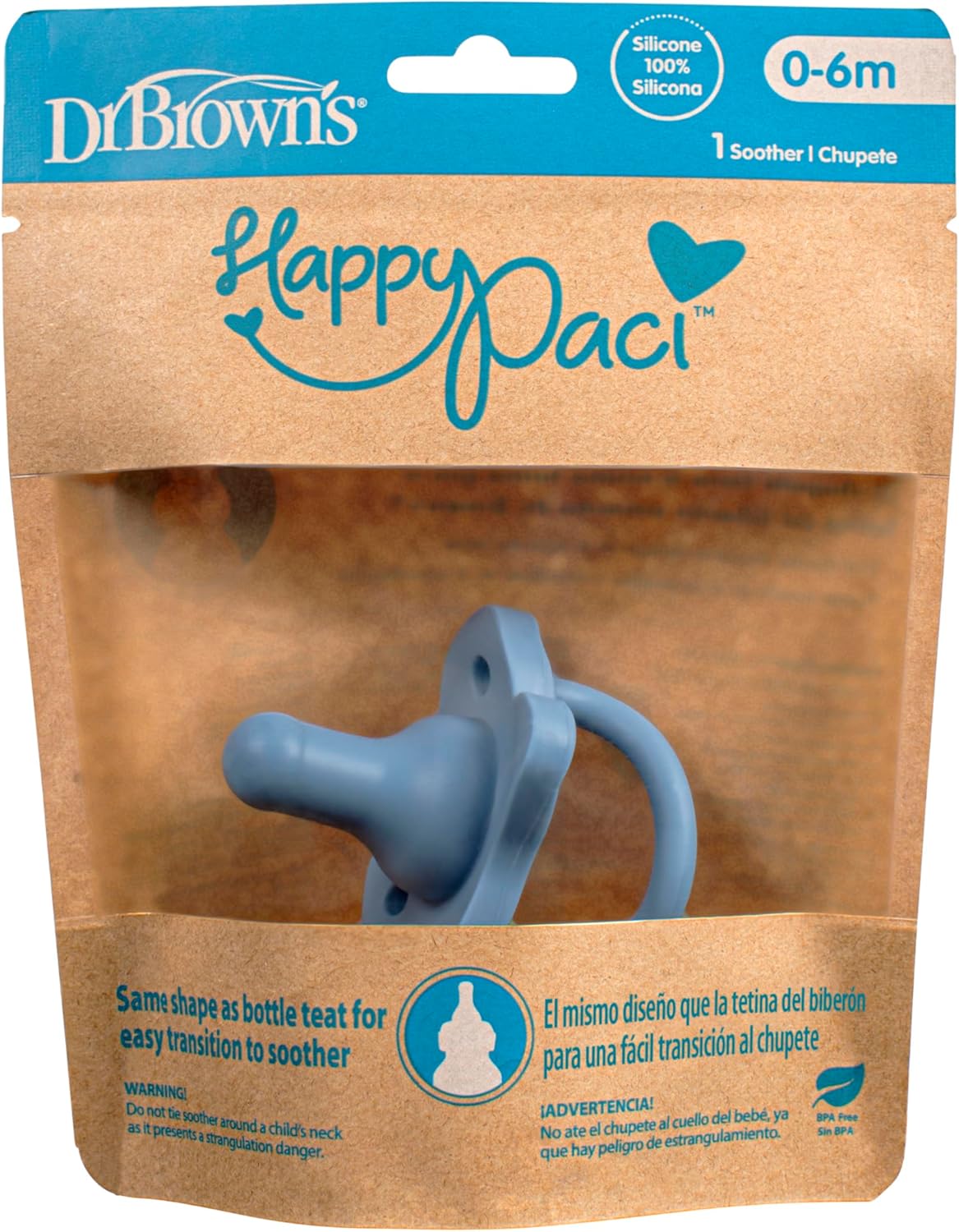 HappyPaci Silikon Emzik 0-6m, Mavi, Tekli Paket
