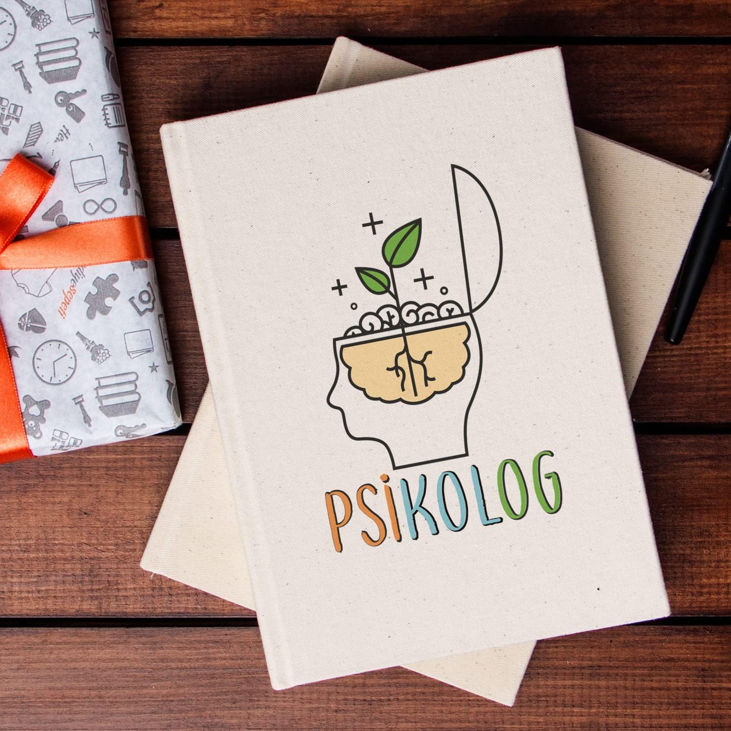 Alternative view of Psikoloğa Hediye Kanvas Defter 100 Yaprak Çizgisiz
