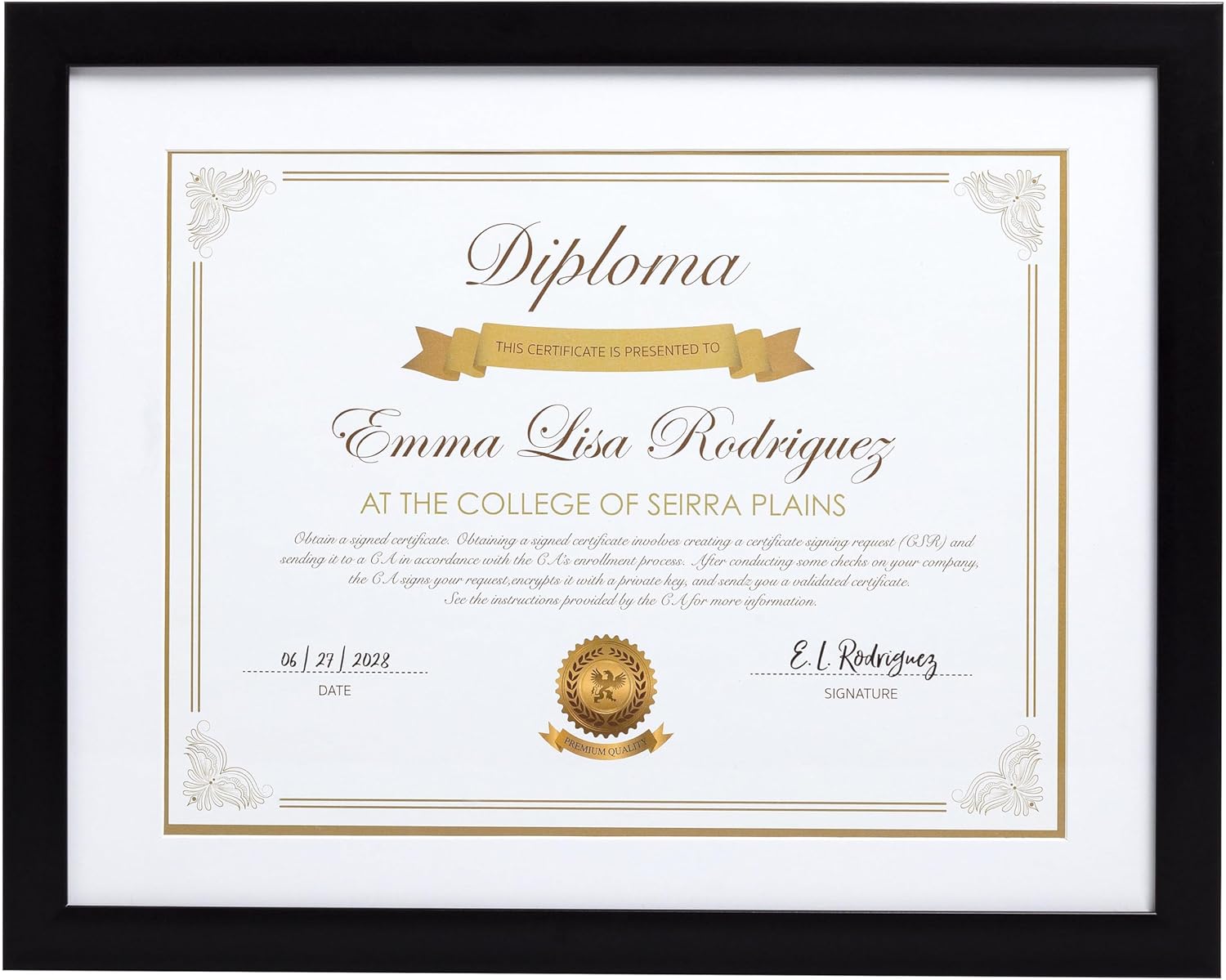 Kate & Milo Diploma Çerçevesi, Klasik Belge ve Sertifika Ekran Çerçevesi, Beyaz Mat Siyah, Mezun Hediye Fikirleri, Duvar veya Masa Üstü Çerçeve