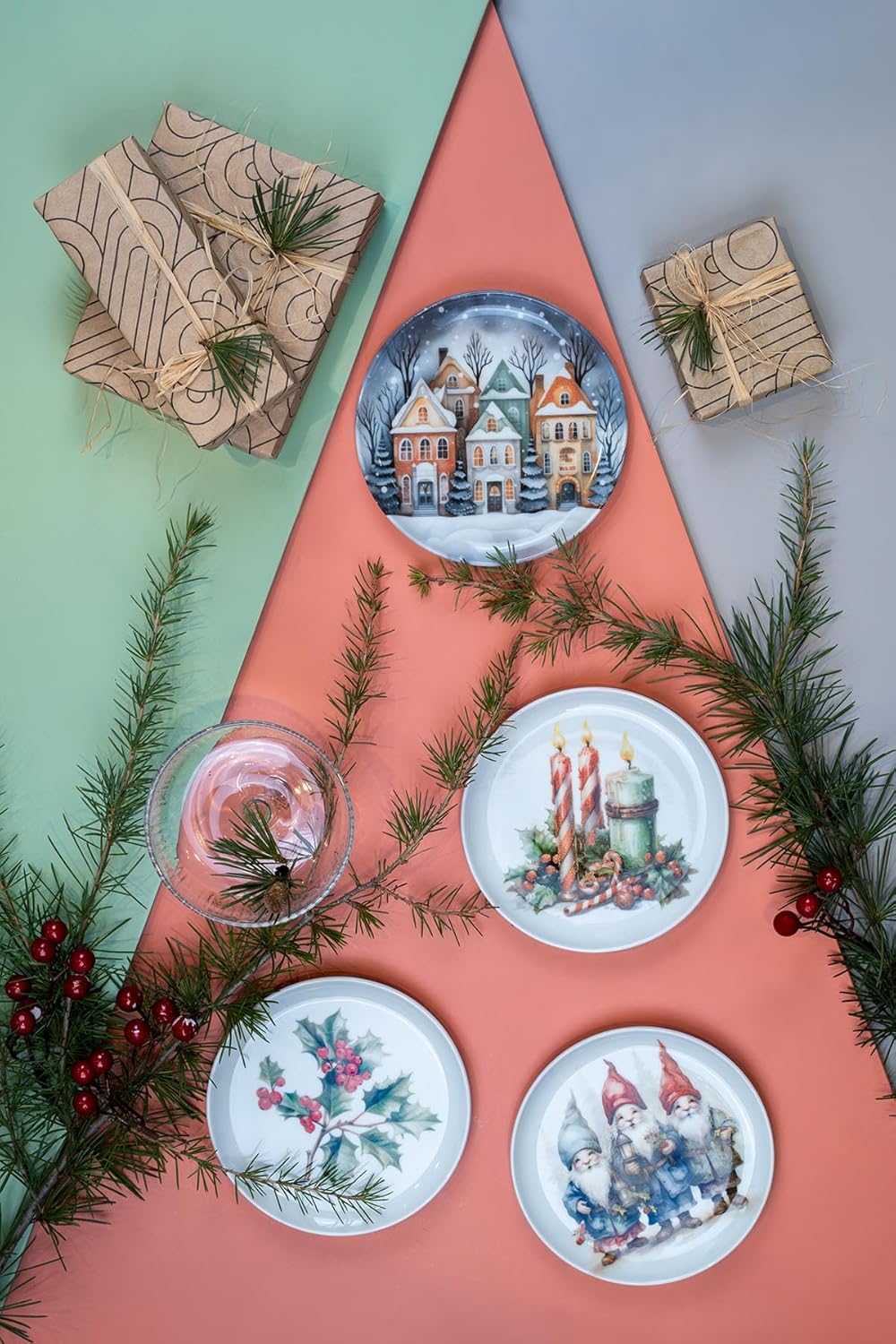 Porselen Festive 4 Parça 15 cm Tabak
