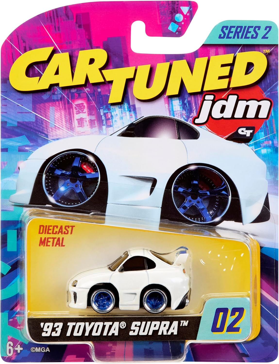 CarTuned JDM Seri 2 1993 Supra A90 Diecast Arabası, Beyaz, Metal Gövde