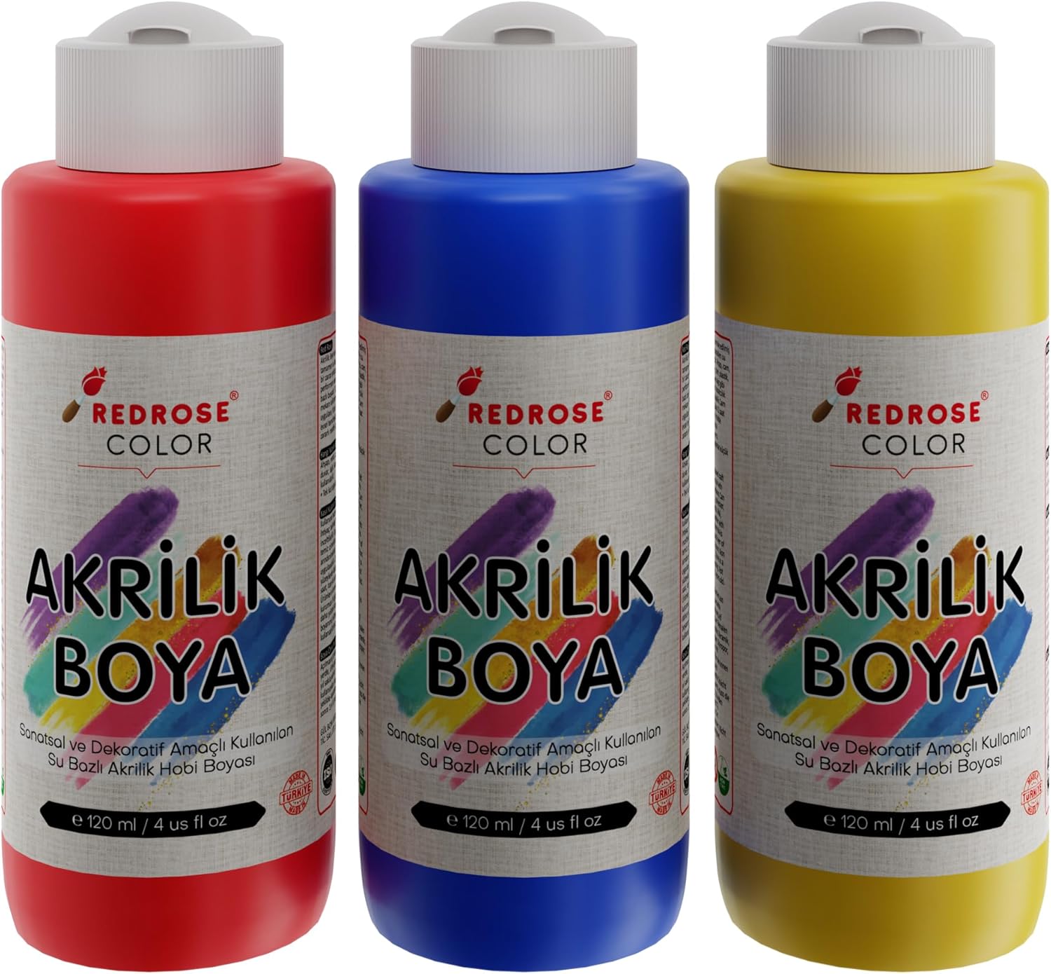 Alternative view of Kırmızı, Mavi, Sarı Akrilik Boya 3'lü Set 3x120 ml
