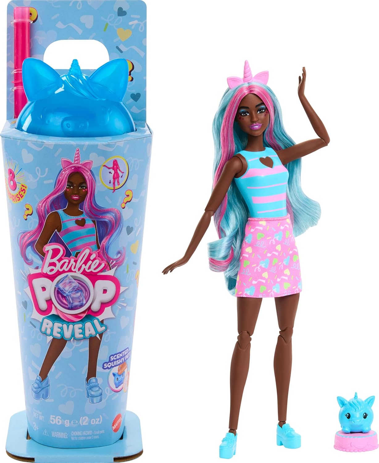 Pop Reveal™ Bebek Pop Reveal Shakes Serisi bebek ve aksesuar seti, kokulu ve şirin tek boynuzlu at temalı bebek JCN86