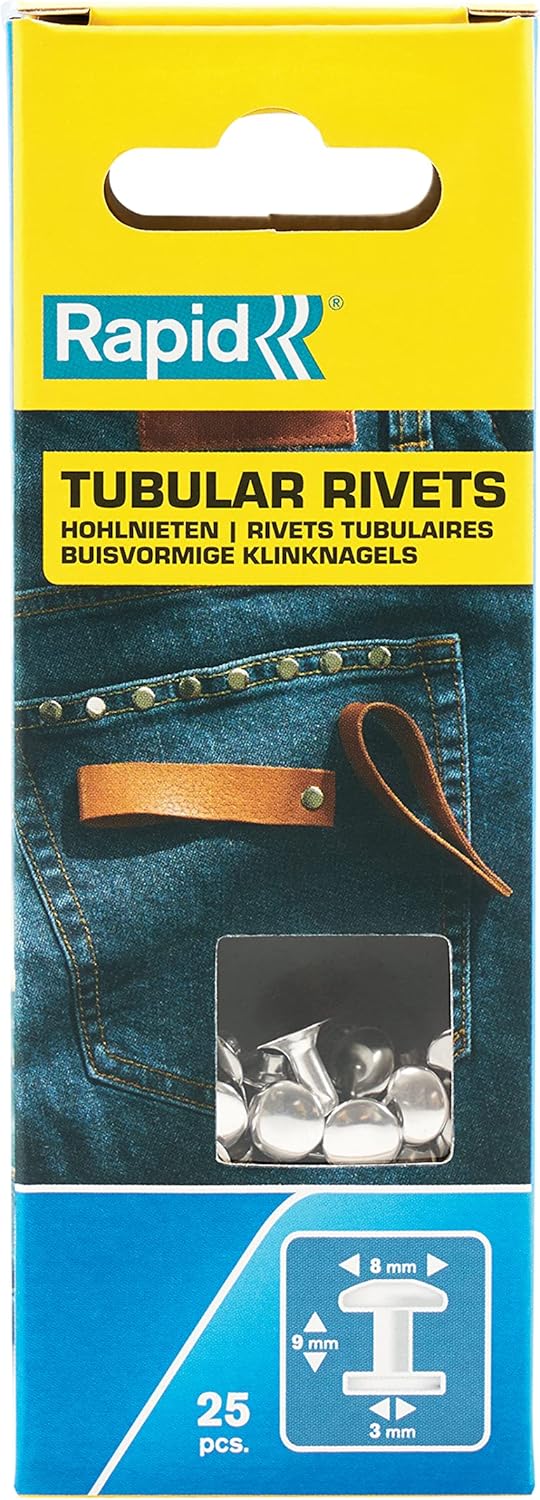 Deri için Delikli Perçinler, 8 mm Başlı Perçinler, Gümüş Renkli, 25 Adet (2 Parça) - Görsel 3