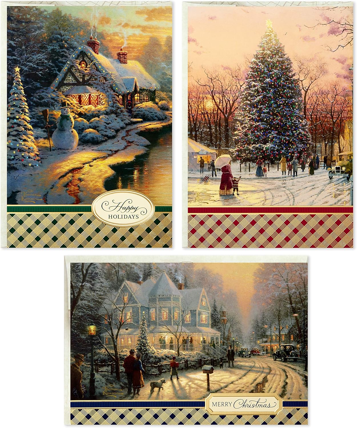Alternative view of Thomas Kinkade Noel kartı çeşitleri, karlı sahneler (3 tasarım, zarflı 24 kart)