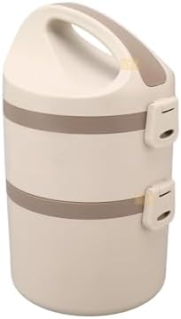Bento 1800ml Lunchbox 2 Katlı 4-6 Saat Sıcak/Soğuk Termos Özellikli Çelik Sefer Tası Yemek Kutusu (Bej)