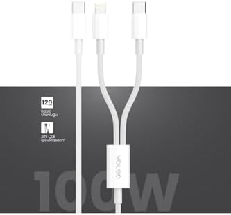 2in1 100W PD Type-C ve Lightning Hızlı Şarj Kablosu 120cm Beyaz, 115GNXY355
