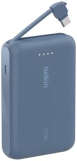 Power Bank, Entegre Kablolu Taşınabilir Şarj Cihazı 10K PD 20W - USB-C Güç Dağıtımı, iPhone Power Bank iPhone 16 Serisi, iPad Pro, Galaxy S24 ve Daha Fazlası için Hızlı Şarj