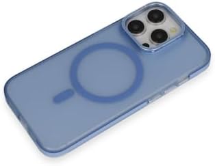 & AKSESUAR iPhone 14 Pro için Magsafe ile Uyumlu Arka Kısmı Mat Açılır Metal Kamera Çerçeveli Stantlı Anti Shock Frost Kılıf (Mavi)