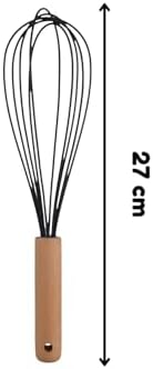Ahşap Saplı Silikon Mutfak Hazırlık Çırpıcısı, Siyah, 27 cm, 1 Adet - Görsel 3