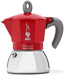 - Moka İndüksiyon Kırmızı: 4 Cups Ocak Üstü Espresso Pişirici - 150ml - Alt Hazne: Dış Paslanmaz Çelik İç Alüminyum - Patentli Güvenlik Valfi - İndüksiyon Ocak Türleri İçin Uygundur