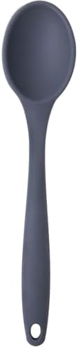 Silikon Servis ve Yemek Hazırlama Kaşığı, Yumuşak Uç, Komple Silikon, 27 cm, Antrasit Kaşık, Yanmaz Yapışmaz, Tencere Çizmez, 1 Adet - Görsel 3