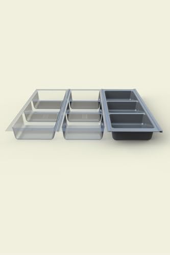 tify Mutfak Çekmece Içi Kaşıklık, Antrasit Üç Bölmeli Modül 16Cm X 48Cm