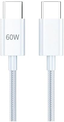 Alternative view of 60W Örgülü Hızlı Şarj ve Data Kablosu Beyaz AZ-06AB (60w Type-C to Type-C Beyaz)