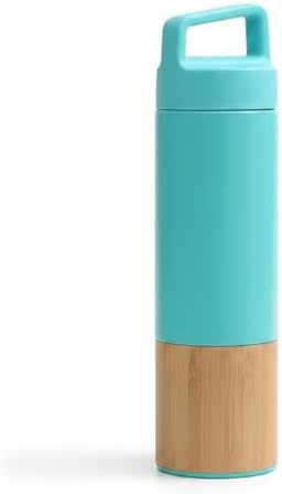 600 ml Bambu Tabanlı Kulplu Çelik Termos Mug - 5 Renk Seçenekli Sıcak/Soğuk Tutucu Seyahat Bardağı (TURKUAZ) - Görsel 2