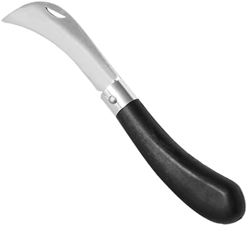 Telvesse Desan Eğri Aşı Bıçağı Bağ Bıçağı Paslanmaz Ceviz Aşı Ekipmanı 20Cm No:3 Siyah Plastik Saplı