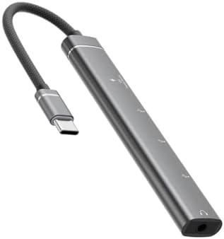 CR15 5in1 Type-C'den 2ad Type-C, 2ad USB A Çoklayıcı 3,5mm Kulaklık Çıkışlı USB C Adaptör Alüminyum Kasa