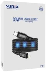 30W Mıknatıslı Usb-C Lightning Data ve Şarj Kablosu IP-30