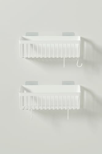 Banyor Yapışkanlı Banyo Rafı, 2'li Banyo Düzenleyici Organizer Duş Şampuanlık, Plastik Beyaz