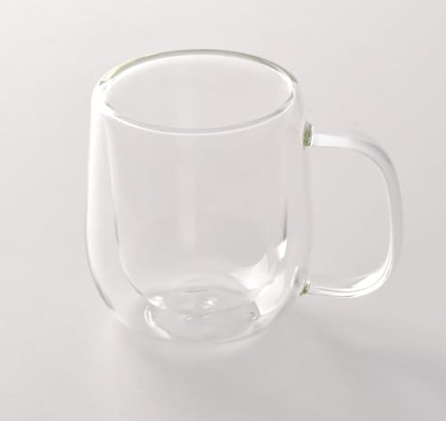 Çift Cidarlı Borosilikat Cam Kupa, Kulplu, Şeffaf, 250ml, - Görsel 3