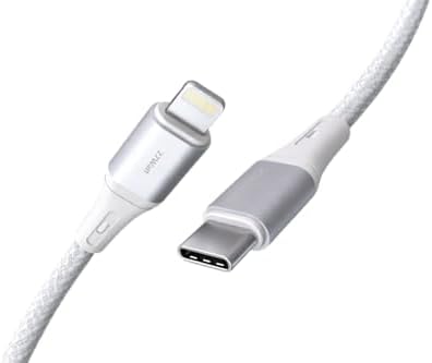Type C-Lightning ÖRGÜLÜ 27Watt PD Hızlı Şarj Kablosu, Beyaz/Gümüş Metal (100 CM)