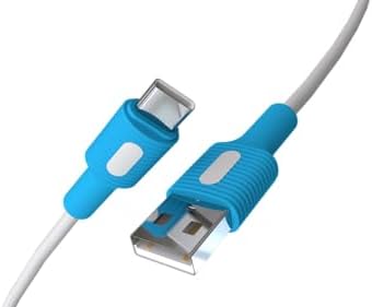 USB A-C Hızlı Şarj Kablosu, Beyaz Kablo, Beyaz/Mavi Uçlar (120 CM) - Görsel 3